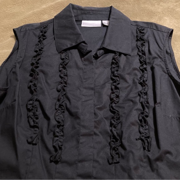 Worthington Tops - NWOT Worthington Vintage 90s Sleeveless Ruffle Top Blouse Black Women's Size 14